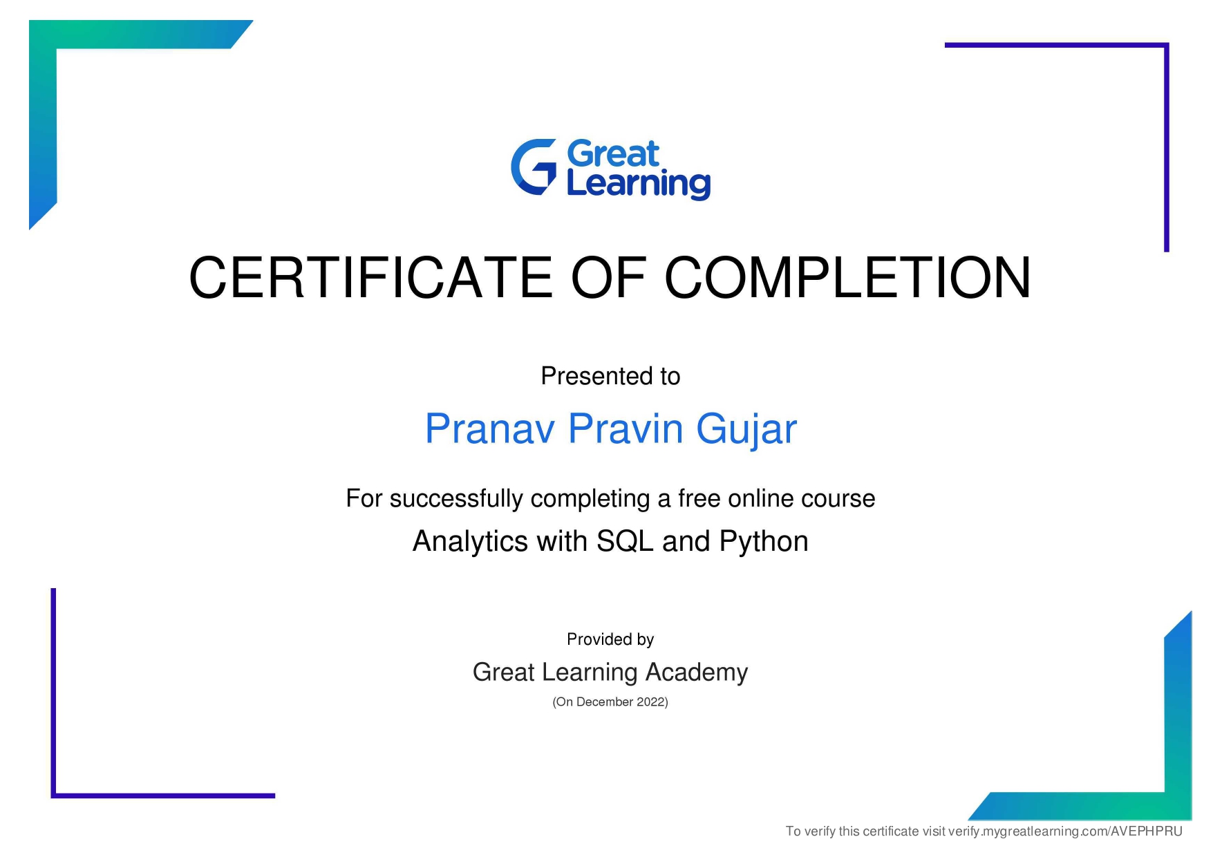 Analytics with SQL & Python